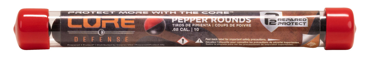 Umarex P2P Core Defense Pepper Rounds .68 Cal Red/Black - 10 Count Tube