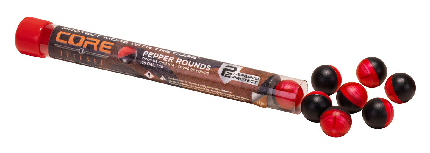 Umarex P2P Core Defense Pepper Rounds .68 Cal Red/Black - 10 Count Tube