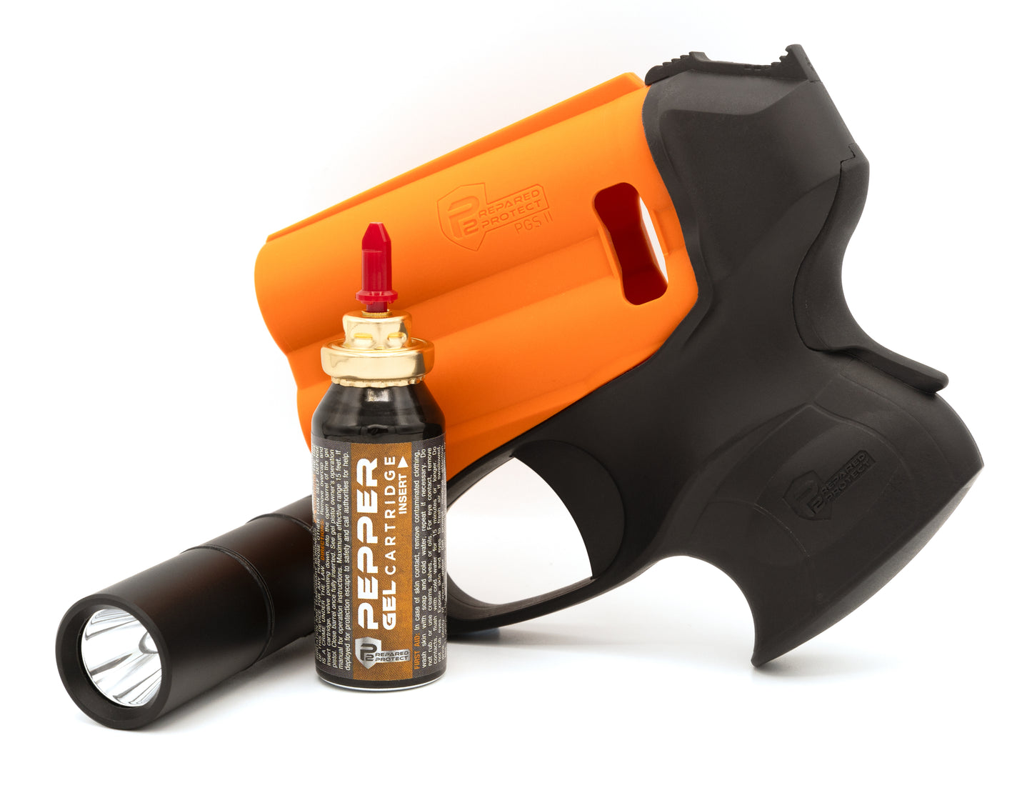 Umarex P2P PGS II Pepper Gel & Flashlight Compact Self Defense Pistol - Orange/Black